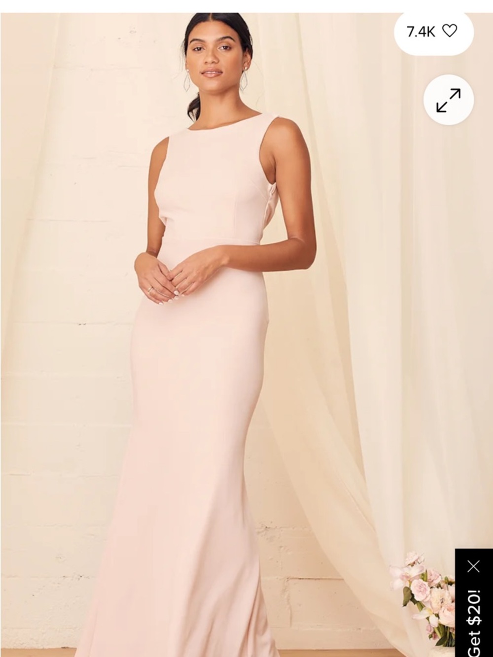 Lulu’s Call My Name Blush Pink Backless Maxi Dress; Small